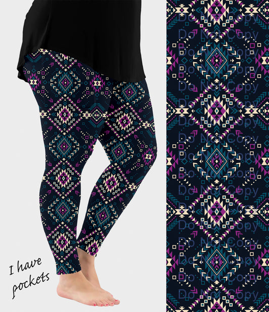 RTS - Aztec Pattern Leggings w/ Pockets
