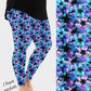 RTS - Blue Abstract Flowers Leggings w/ Pockets