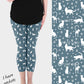 RTS - Blue and White Cats Capri Leggings w/ Pockets