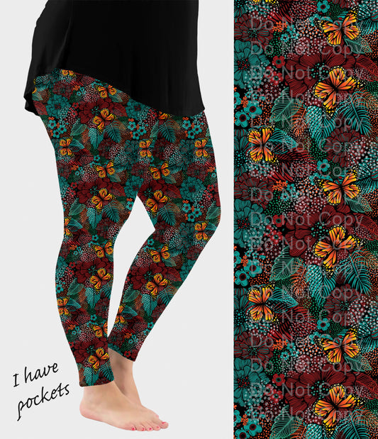 RTS - Butterfly Garden Leggings w/ Pockets