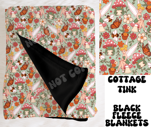 COTTAGE TINK- SOFT BLACK FLEECE THROW BLANKET