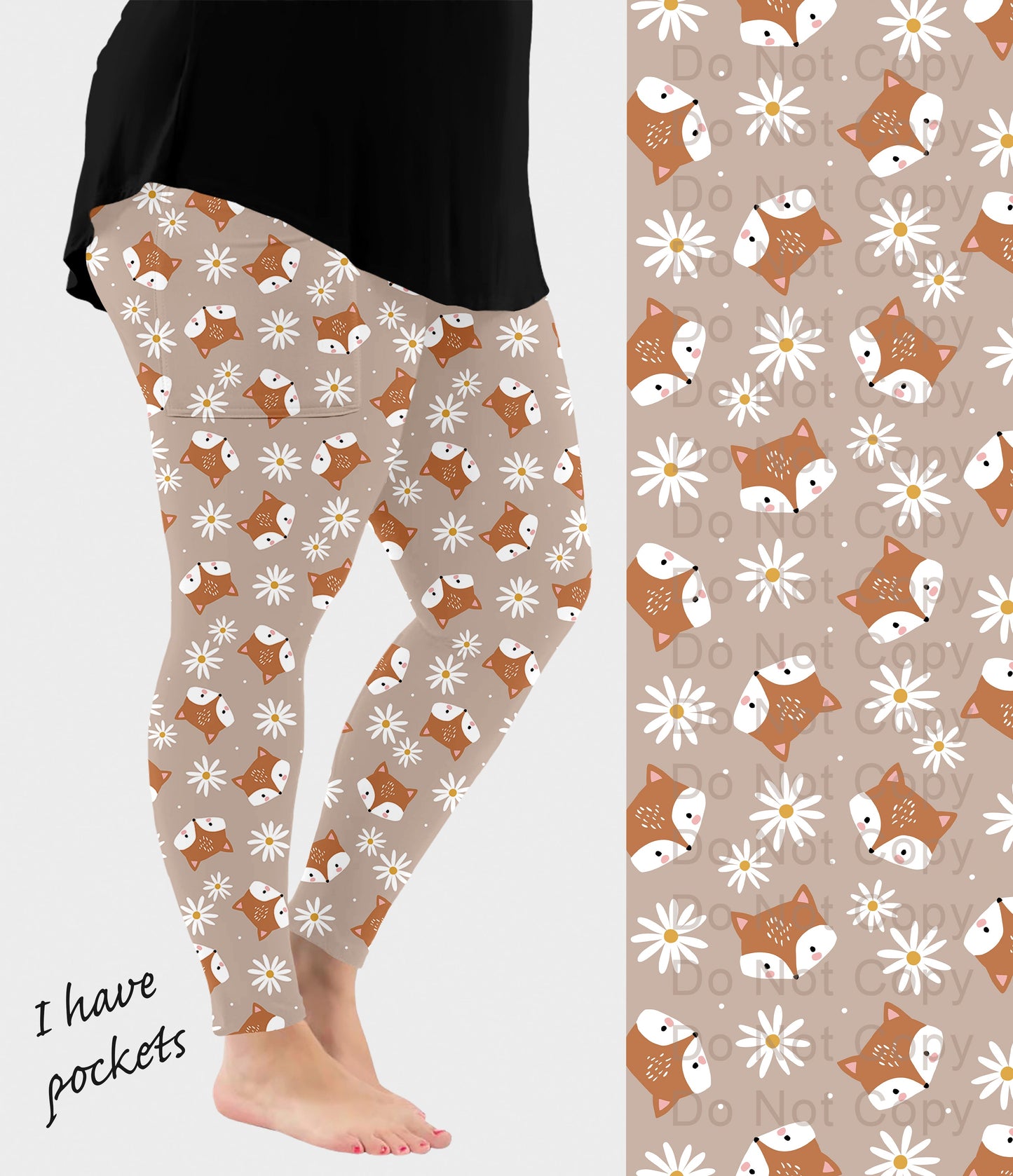 RTS - Daisy Fox Leggings w/ Pockets