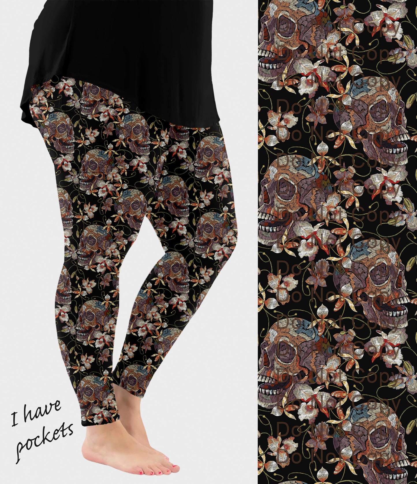 RTS - Deadly Blooms Leggings with Pockets