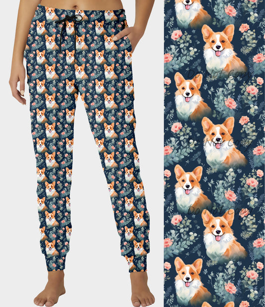 RTS - Floral Corgi Joggers