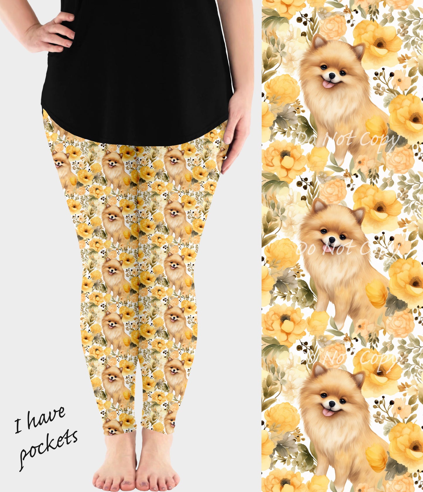 RTS - Floral Pomeranian Leggings w/ Pockets