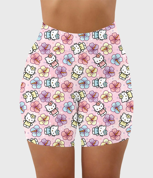 RTS - Flower Kitten Biker Shorts