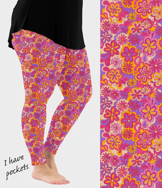 RTS - Groovy Floral Pop Leggings w/ Pockets