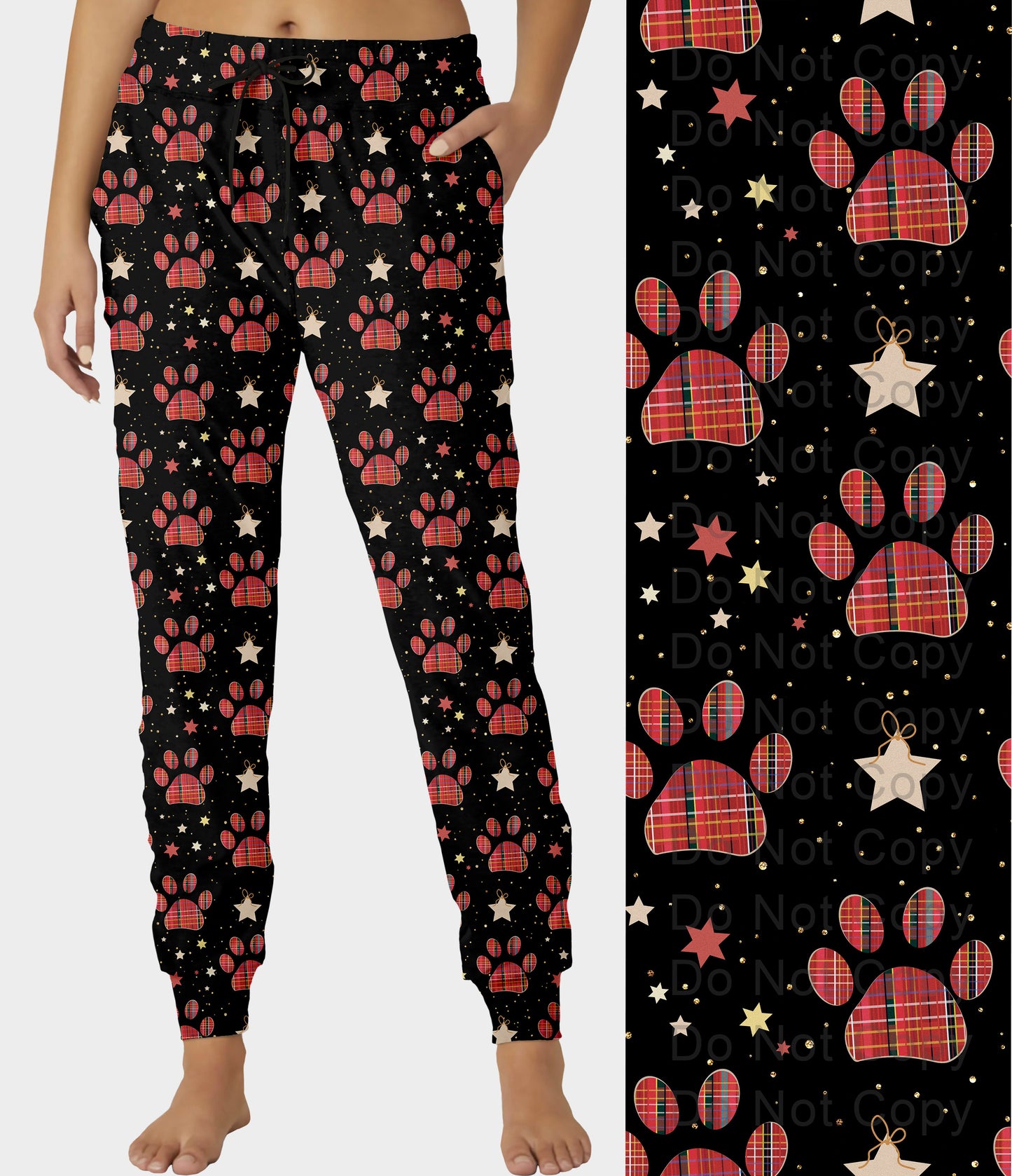 RTS - Holiday Plaid Paws Jogger Pants