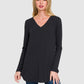RTS - Long Sleeve V-Neck Top - Black