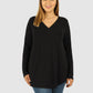 RTS - Long Sleeve V-Neck Top - Black