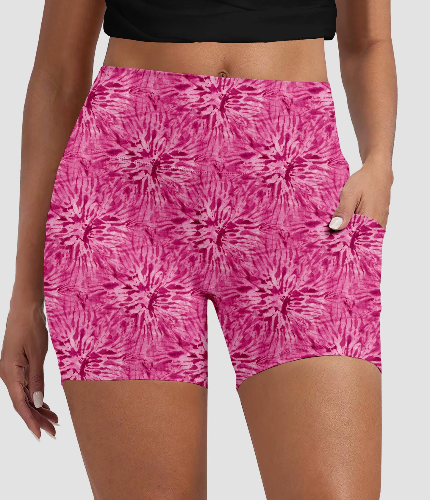 RTS - Magenta Tie Dye Biker Shorts with Pockets
