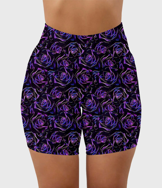 RTS - Midnight Rose Biker Shorts