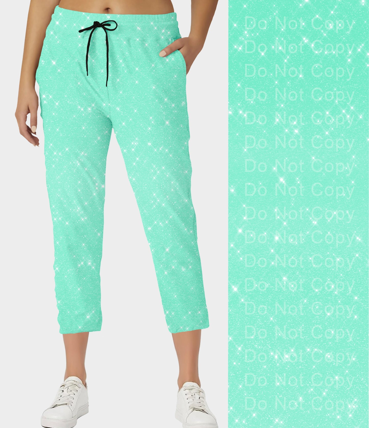 RTS - Mint Sparkle Capri Joggers