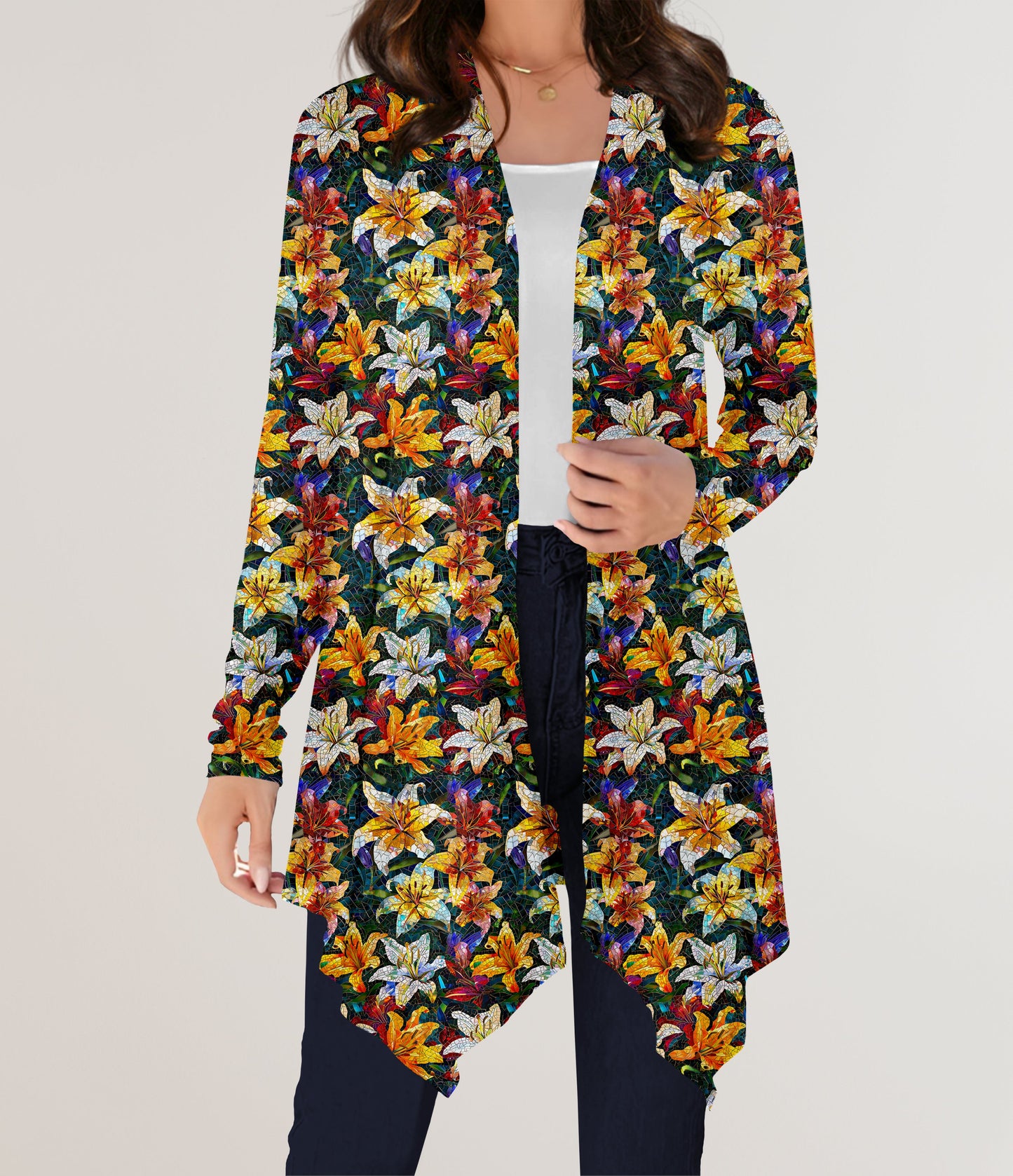 RTS - Mosaic Lilies Cardigan w/ Pockets