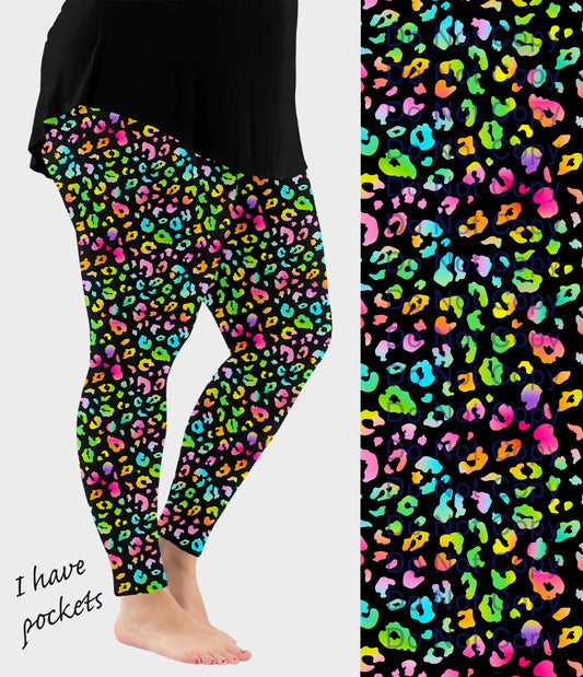 RTS - Neon Leopard Print Leggings w/ Pockets