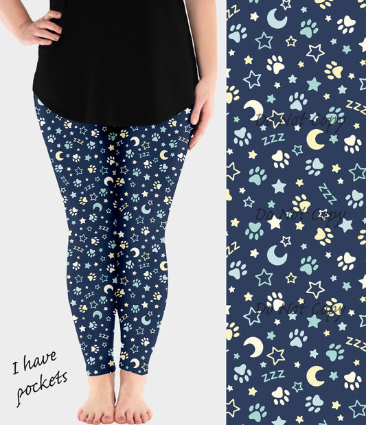 RTS - Night Time Paws Leggings w/ Pockets