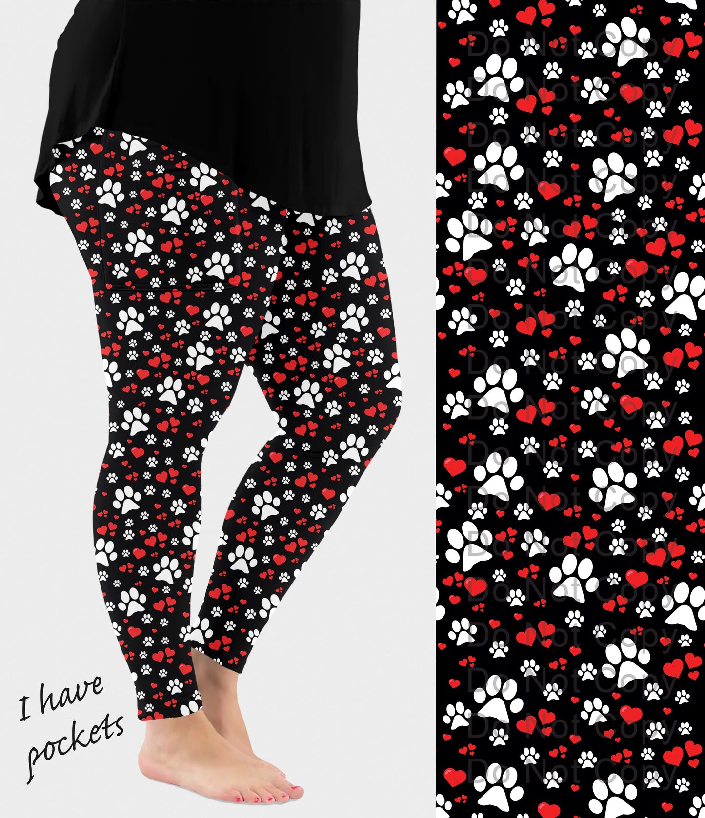 RTS - Paws to My Heart Leggings w/ Pockets