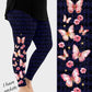 RTS - Pink Butterfly Side Design Leggings w/ Pockets