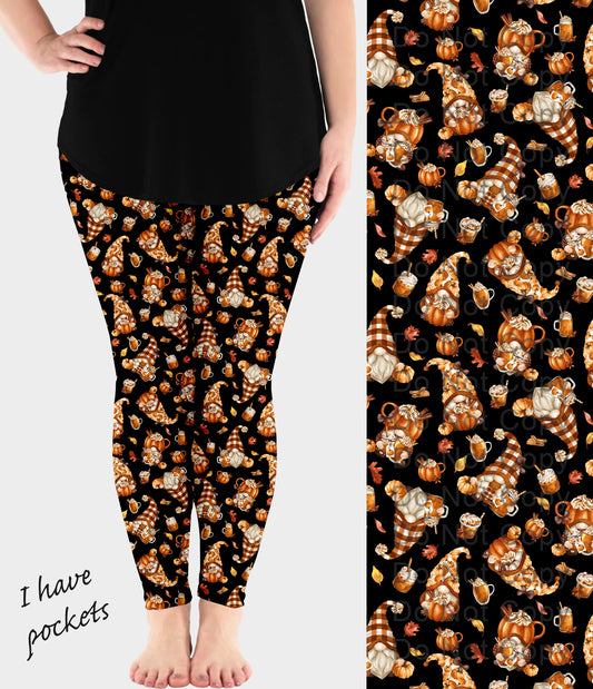 RTS - Pumpkin Spice Gnomes Leggings w/ Pockets