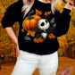 FALLING LEAVES-PUMPKIN SKELE-CREWNECK SWEATSHIRT