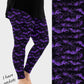 RTS - Purple Grunge Bats Leggings w/ Pockets