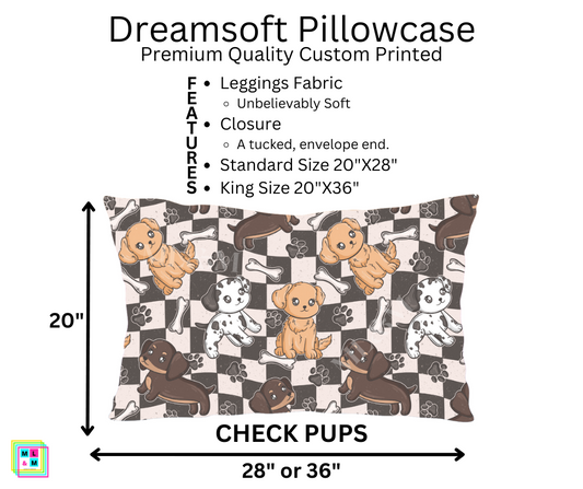 Check Pups Dreamsoft Pillowcase