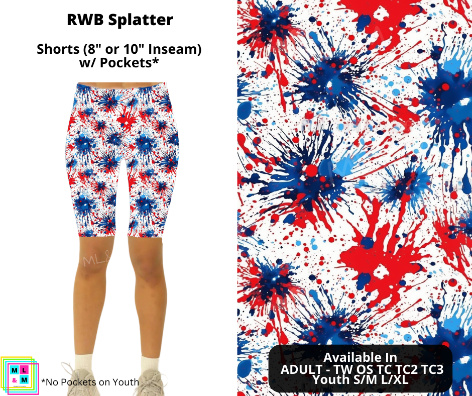 RWB Splatter 10" Inseam Shorts