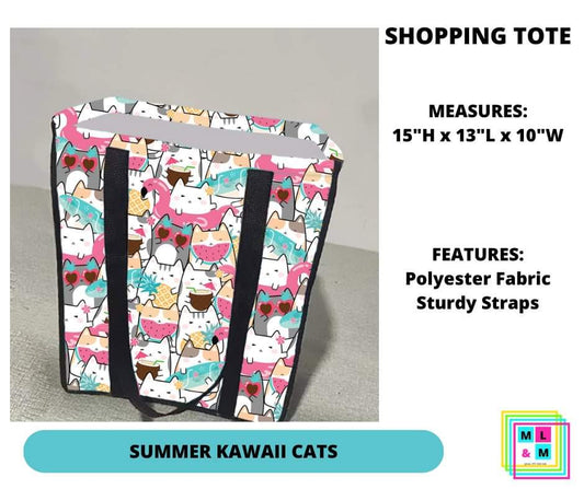 Summer Kawaii Cats Shopping Tote