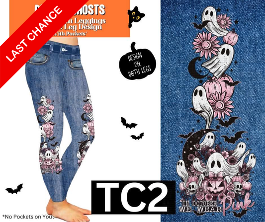 Pink BC Ghosts Full Length Faux Denim w/ Side Leg Designs