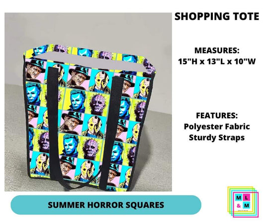 Summer Horror Squares Shopping Tote