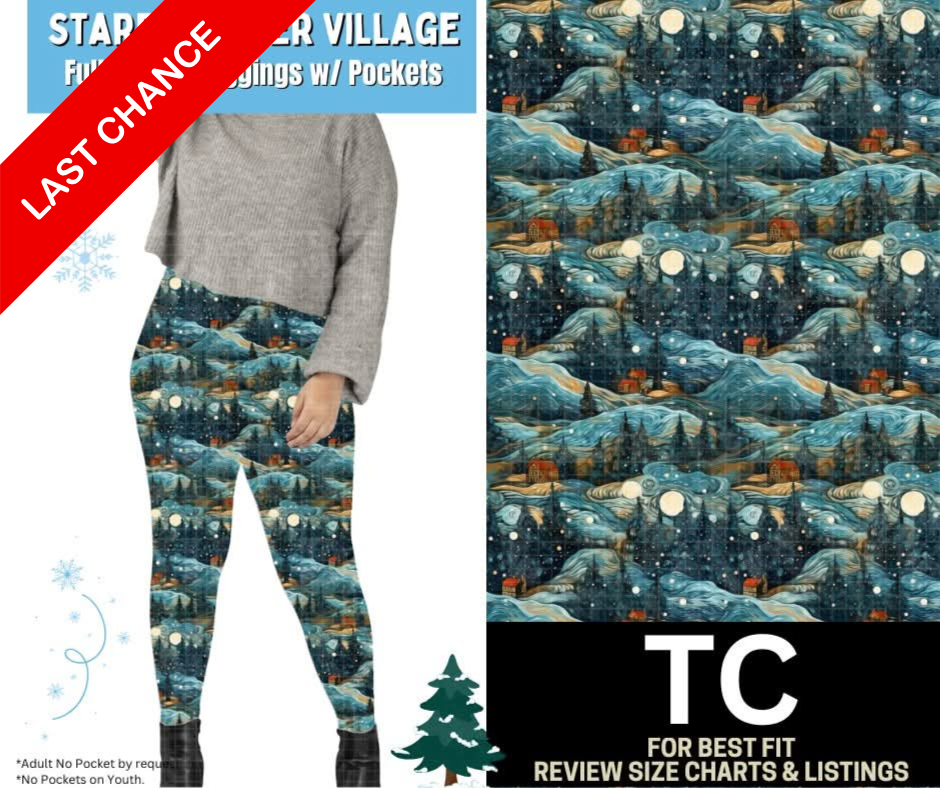 Starry Winter Village Full Length Leggings w/ Pockets