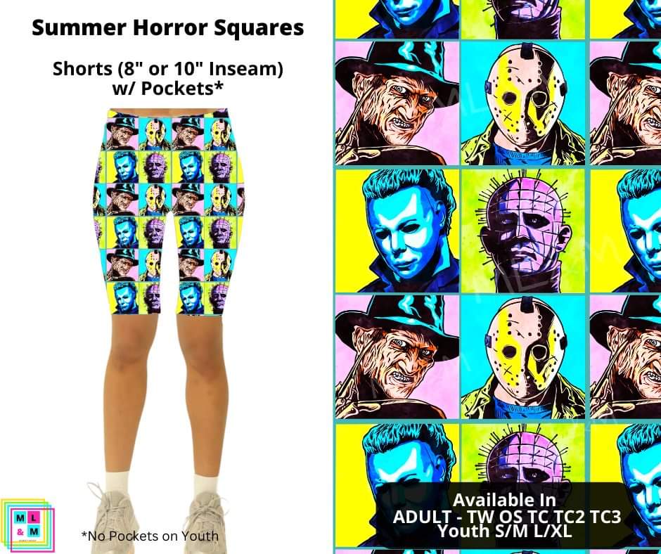 Summer Horror Squares 10" Inseam Shorts