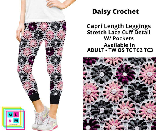 Daisy Crochet Lace Cuff Capris w/ Pockets