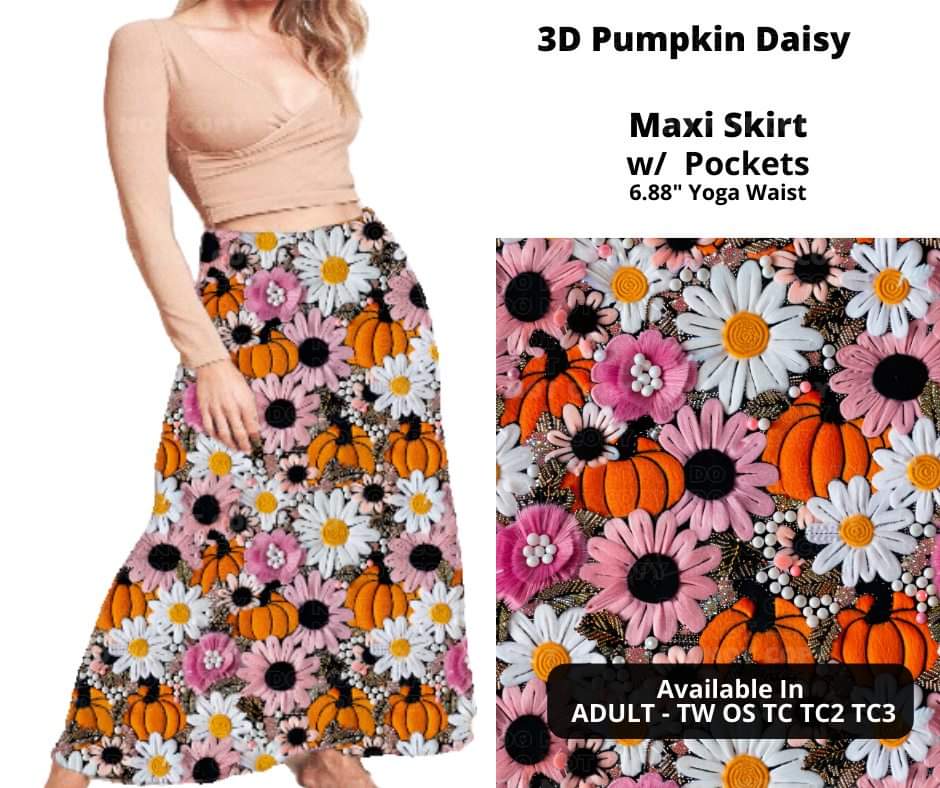 3D Pumpkin Daisy Maxi Skirt