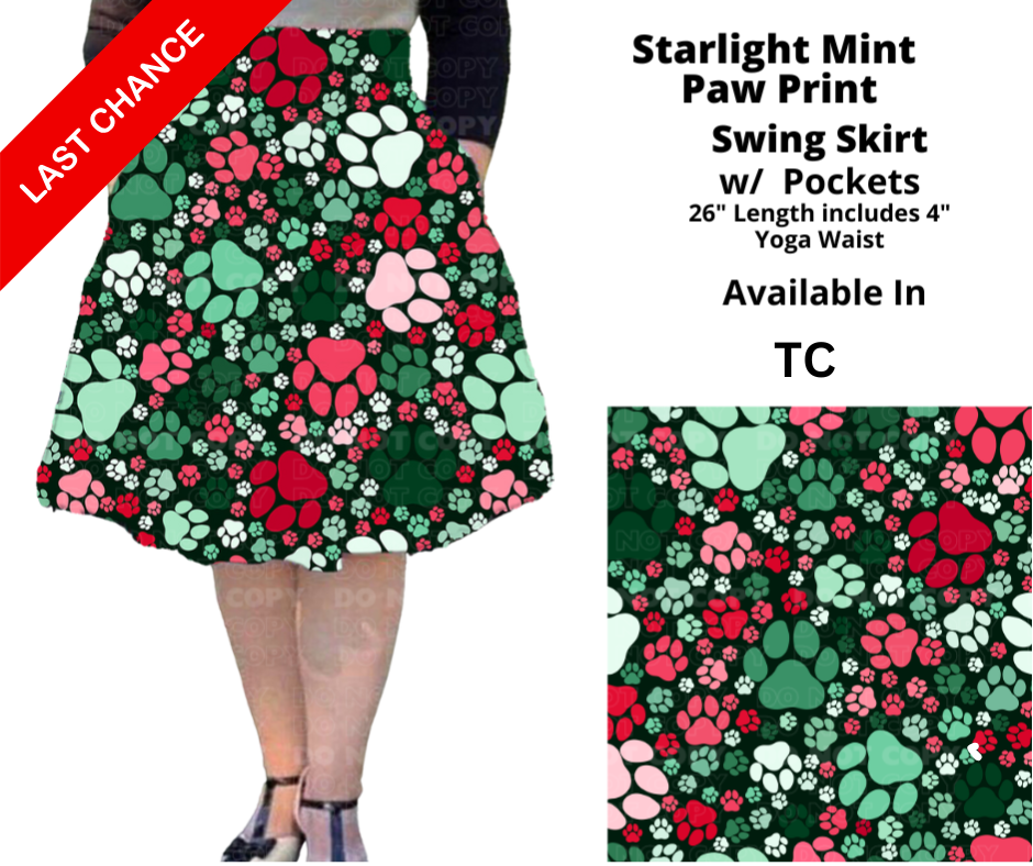 Starlight Mint Paw Print Swing Skirt