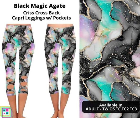 Black Magic Agate Criss Cross Capri w/ Pockets