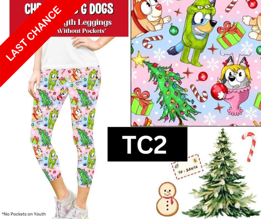 Christmas G Dogs Capri Length Leggings w/ Pockets