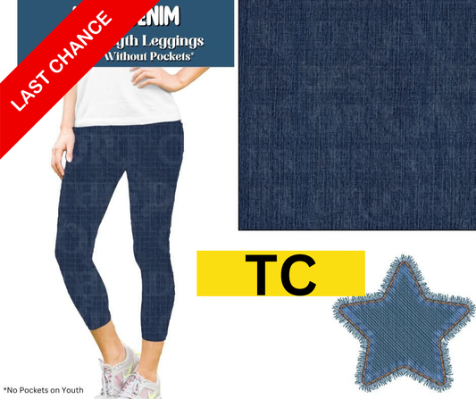 Navy Denim Capri Length Leggings w/ Pockets