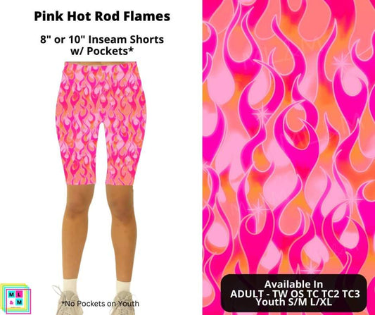 Pink Hot Rod Flames Shorts w/ Pockets