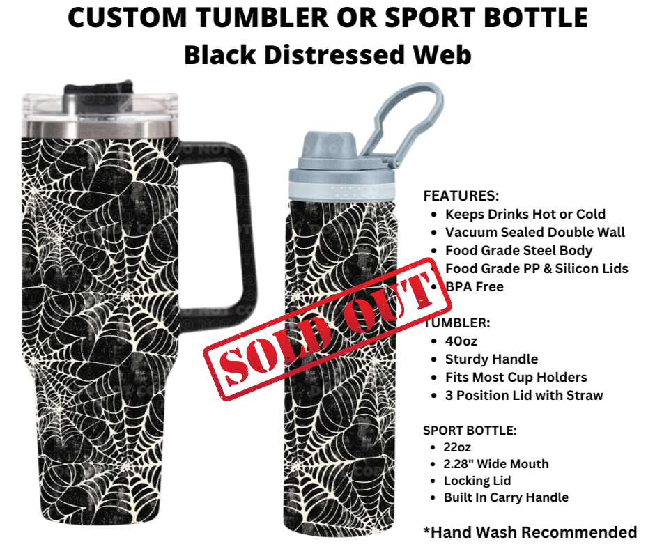Black Distressed Web Custom Tumbler