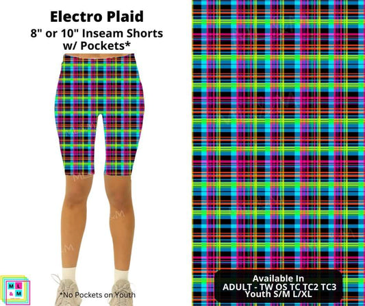 Electro Plaid Shorts w/ Pockets