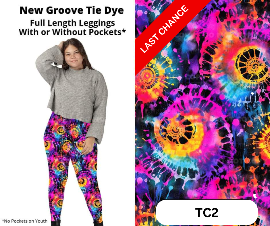 New Groove Tie Dye Full Length Leggings w/ Pockets