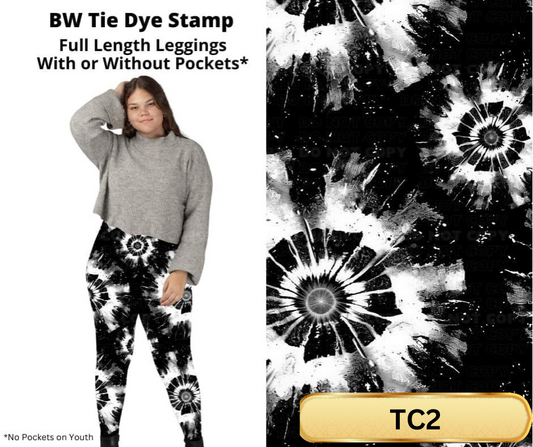 BW Tie Dye Stamp Full Length Leggings w/ Pockets