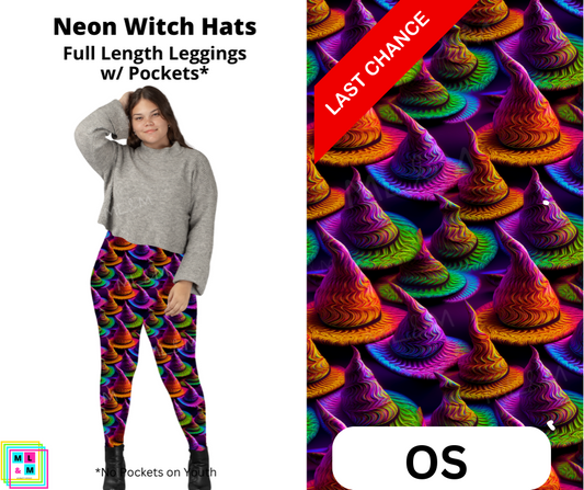 Neon Witch Hats Full Length Leggings w/ Pockets