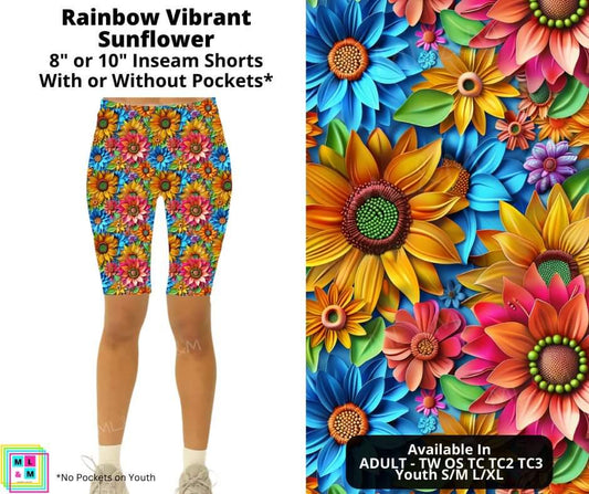 Rainbow Vibrant Sunflower Shorts