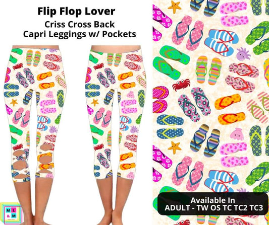 Flip Flop Lover Criss Cross Capri w/ Pockets