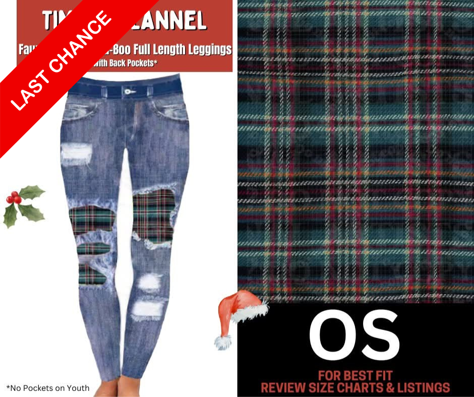 Timber Flannel Faux Denim Full Length Peekaboo Leggings