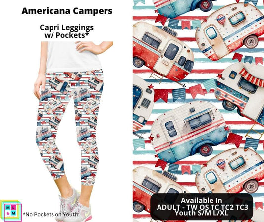 Americana Campers Capri Length Leggings w/ Pockets