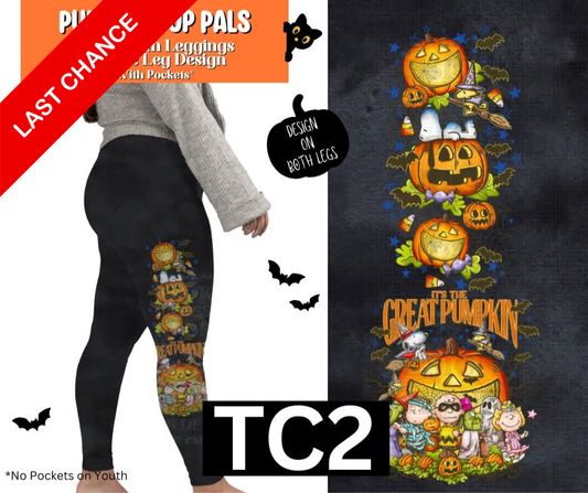 Pumpkin Pup Pals Full Length Leggings w/ Side Leg Designs