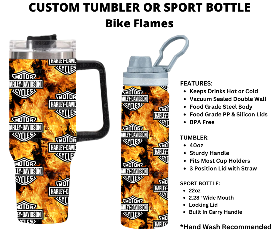 Bike Flames Custom Tumbler